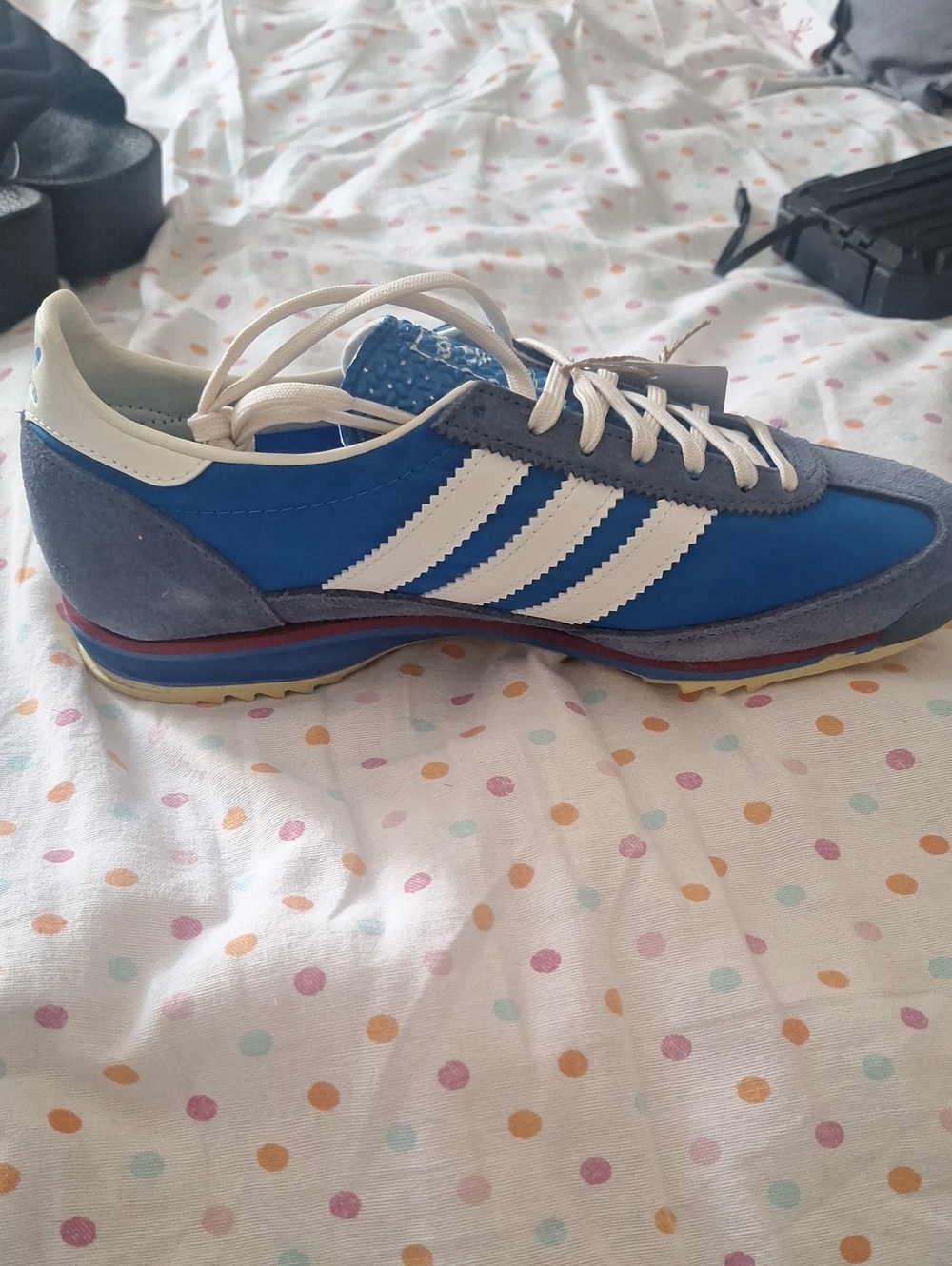 adidas Blue and White Retro Running Sneakers for Men